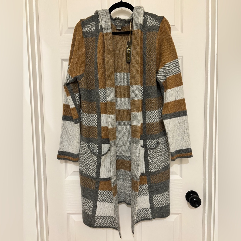 🧥 🆕 NWT Natural Reflections Mayfair Plaid Cardigan Coat 🧥
